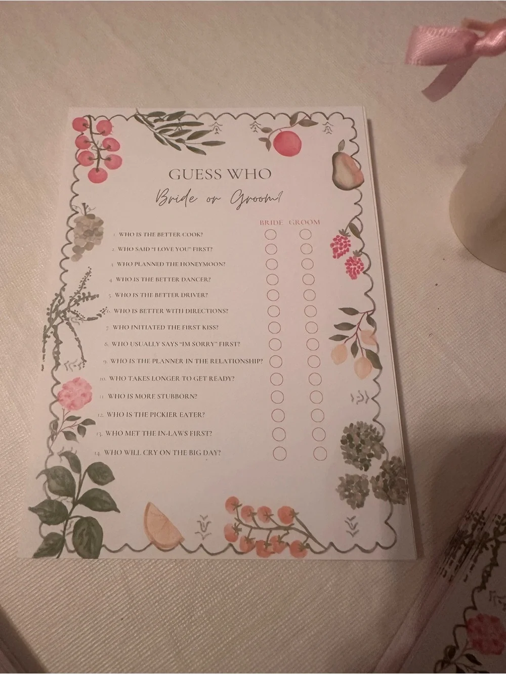 Fresh Garden Party Bridal Shower Game & Advice Cards - Party Supplies
